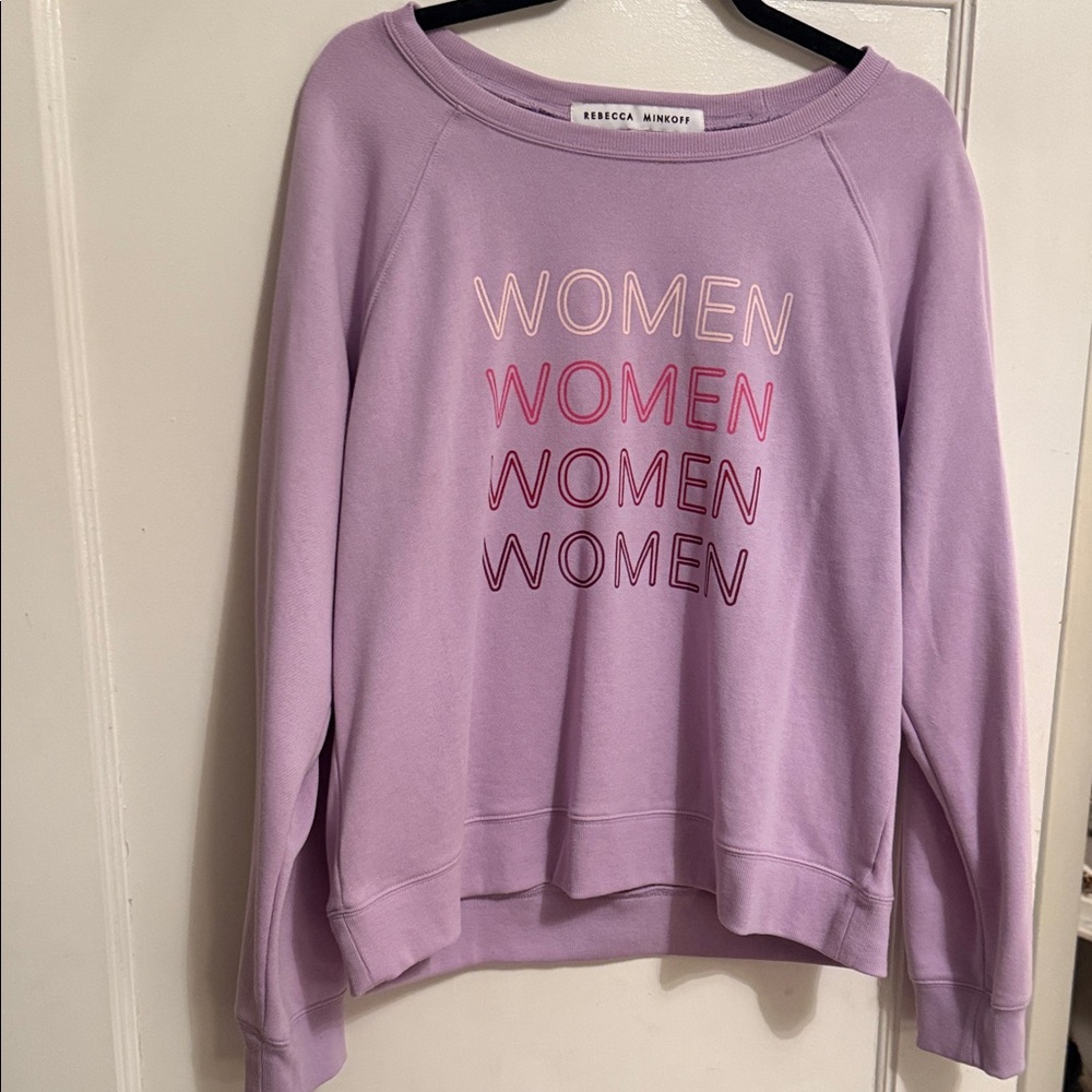 Rebecca Minkoff Lavender Sweatshirt with Pink and Red Text